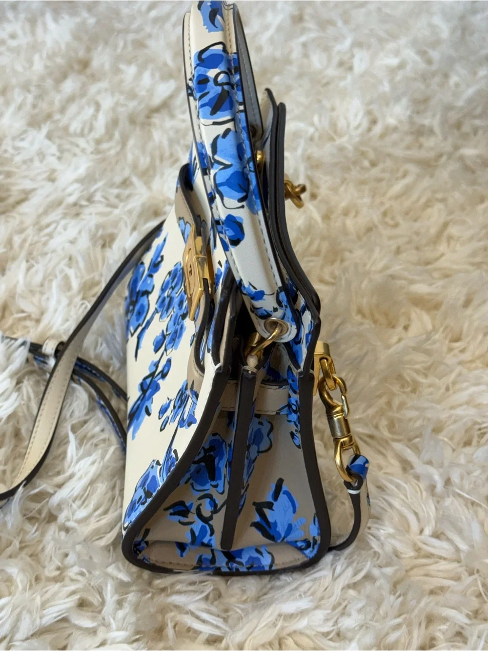 Tory Burch Lee Radziwell Petite Double Bag Ivory/Cobalt Blue